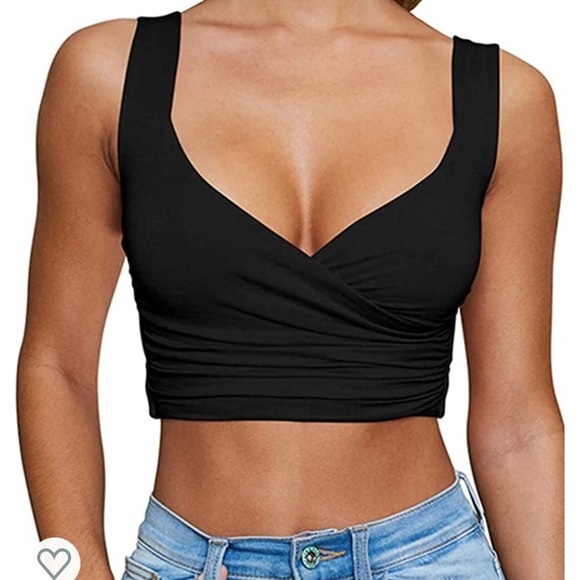 Black v neck crop top - Picture 3 of 5